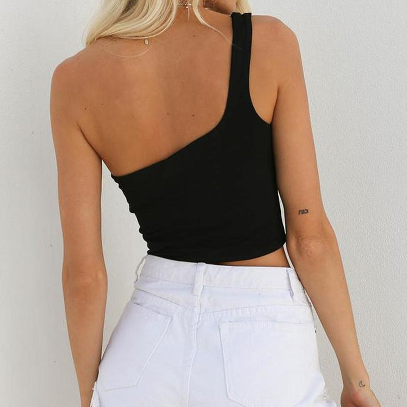 Summer Sexy Cool Single One Shoulder Tank Top